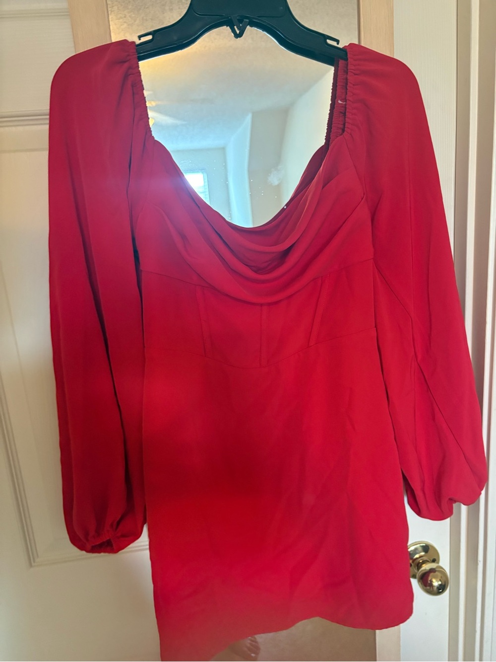 Princess Polly Red Draped Cowl Long Sleeve Mini Dress